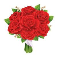 mooi rood rozen boeket geïsoleerd Aan wit achtergrond. vector illustratie van bruids boeket
