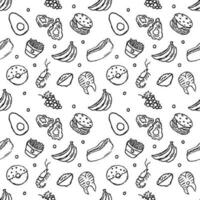 naadloos voedselpatroon. doodle voedsel achtergrond vector