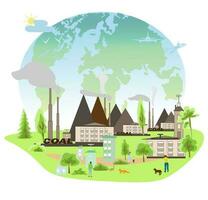 groen industrie eco macht fabriek mooi zo milieu ozon lucht laag koolstof.illustratie voor spandoek. vector