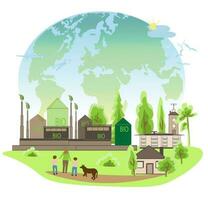 groen industrie eco macht fabriek mooi zo milieu ozon lucht laag koolstof.illustratie voor spandoek. vector