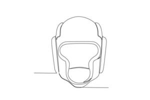 vector doorlopend lijn tekening van boksen helm vol gezicht vector illustratie