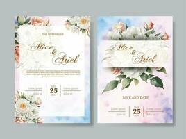 mooie bloemenkrans bruiloft uitnodigingskaartsjabloon vector
