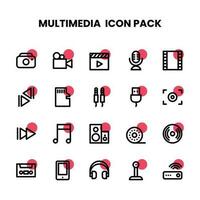 multimedia dik schets icoon pak vector