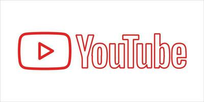 Speel knop youtube, youtube video icoon, logo symbool rood banier, sociaal media teken, mobiel app, web video vector