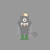 gelukkig halloween vakantie festival met schattig zwart kat en pompoen met boe tekst, vlak vector illustratie tekenfilm karakter ontwerp