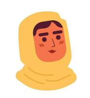 moslim vrouw in hijab semi vlak vector karakter hoofd. bewerkbare tekenfilm avatar icoon. gezicht emotie. kleurrijk plek illustratie voor web grafisch ontwerp, animatie