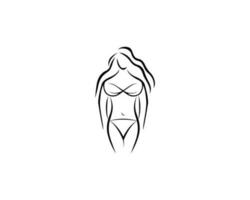 badmode dame silhouetten logo ontwerp met bikini symbool vector grafisch icoon.