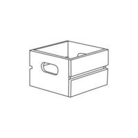 lijn kunst houten doos gemakkelijk icoon ontwerp sjabloon, vector symbool, teken, schets illustratie.
