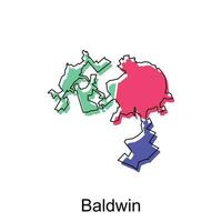 Baldwin stad van Georgië kaart vector illustratie, vector sjabloon met schets grafisch schetsen stijl geïsoleerd Aan wit achtergrond