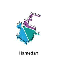 hamedan stad van ik rende kaart vector illustratie, vector ontwerp sjabloon