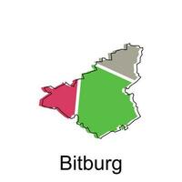 bitburg kaart, kleurrijk schets Regio's van de Duitse land. vector illustratie sjabloon ontwerp