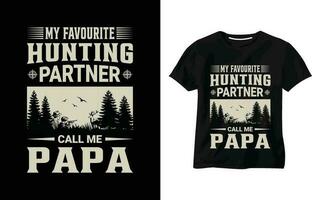 mijn favoriete jacht- partner telefoontje me papa t-shirt, vader hert jacht, vader t-shirt, typografie t- overhemd ontwerp vector