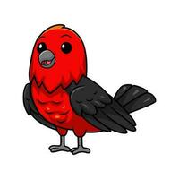 schattig scharlaken tanager vogel tekenfilm vector