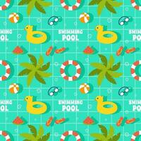 zwemmen zwembad naadloos patroon vector illustratie met zomer vakantie element in vlak tekenfilm sjabloon hand- getrokken