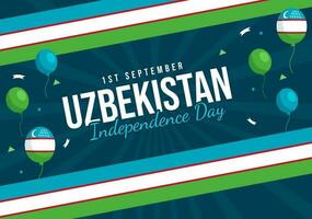 gelukkig Oezbekistan onafhankelijkheid dag vector illustratie Aan 1e van september met Oezbeeks vlag achtergrond in nationaal vakantie hand- getrokken Sjablonen