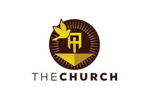 modieus en professioneel brief een kerk teken christen en vredig vector logo