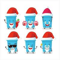 de kerstman claus emoticons met blauw emmer tekenfilm karakter vector