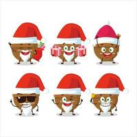 de kerstman claus emoticons met Mortier en stamper tekenfilm karakter vector