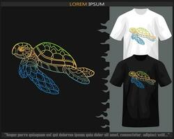helling kleurrijk zee schildpad mandala kunsten geïsoleerd Aan zwart en wit t shirt. vector