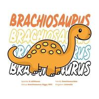 brachiosaurus schattig kinderen overhemd ontwerp vector