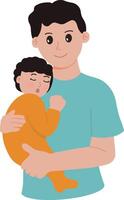 portret jong Mens papa Holding zijn baby gelukkig vader dag illustratie vector