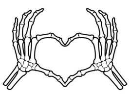 skelet bot hand- hart vorm teken illustraties vector