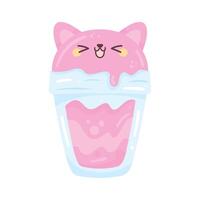 katje kawaii drinken glas over- wit vector