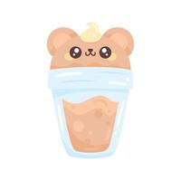 dier kawaii drinken glas over- wit vector