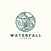 waterval logo, rivier- berg Woud verkennen ontwerp illustratie vector