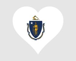 Massachusetts Verenigde Staten van Amerika hart vlag. ma ons liefde vorm staat vlag. de baai staat Verenigde staten van Amerika banier icoon teken symbool clip art. eps vector illustratie.