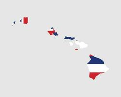 Hawaii kaart vlag. kaart Hawaii met de hawaiiaans staat vlag. Verenigde staten, Amerika, Amerikaans, Verenigde staten van Amerika, ons staat spandoek. vector illustratie.