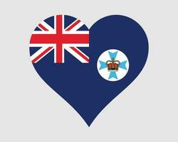 Queensland Australië hart vlag. qld aus liefde vorm vlag. Australisch staat banier icoon teken symbool clip art. eps vector illustratie.