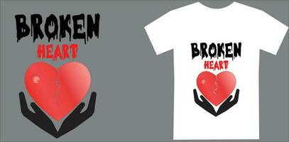 gebroken hart t-shirt ontwerp. vector