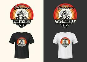 durven naar Ontdek Aan twee wielen retro wijnoogst berg fiets t-shirt ontwerp vector