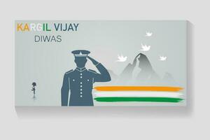 kargil vijay diwas, soldaten abstract concept voor Mens en de geweer, banier poster 26 th vector