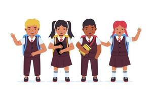 reeks verzameling van school- kinderen illustratie vector