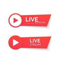 leven stroom rood icoon. online streaming spandoek. vector