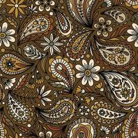 mosterd vector naadloos achtergrond met veelkleurig bloemen paisley ornament