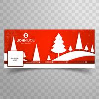 Merry christmas tree met facebook banner sjabloon achtergrond vector