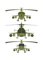 reeks helicopters leger 2d illustratie Aan wit isoleren achtergrond vector