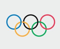 vlag olympische spelen symbool. olympische ringen in blauw rood geel zwart groen