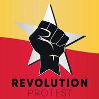revolutie hand en ster symbool protest kracht van vrijheid poster vector