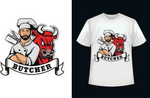 slager t-shirt ontwerp met chef vector