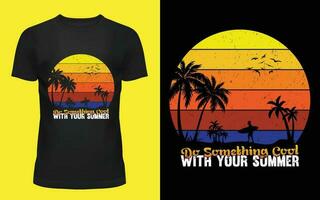 zomer t-shirt ontwerp met zonsondergang vector