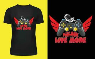 gaming t-shirt ontwerp Speel meer leven meer vector