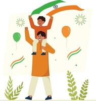 Indisch familie vieren onafhankelijkheid dag illustratie vector