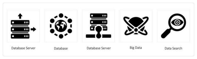 databank server, databank en groot gegevens vector