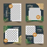 coffeeshop social media postsjabloon set vector