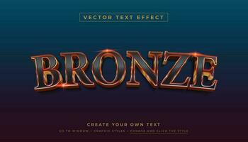 bewerkbare vector 3d goud bronzen tekst effect. glimmend metalen bronzen grafisch stijl