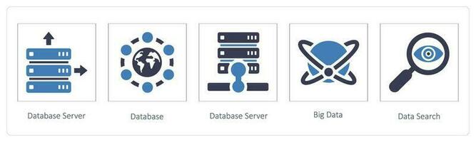 databank server, databank en groot gegevens vector